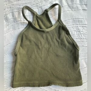Green ribbed free people tank